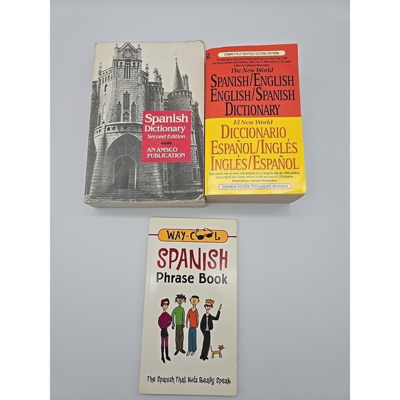 Spanish English Dictionary Lot of 2 Dictionaries & Phrase Book - Picture 1 of 12